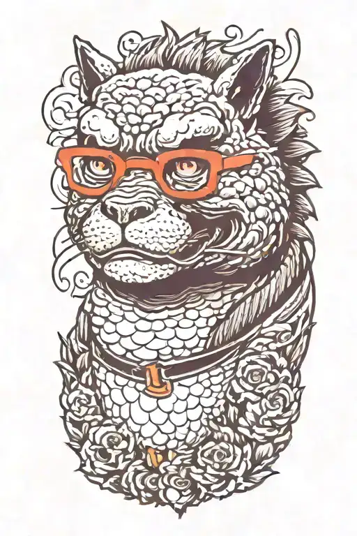 Godzilla With Glasses Kissing A Cat