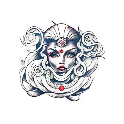 Medusa Com As Fases Das Lua Em Sua Volta