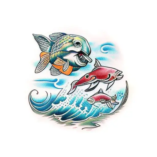 Ocean Sleeve With Animals And Divers