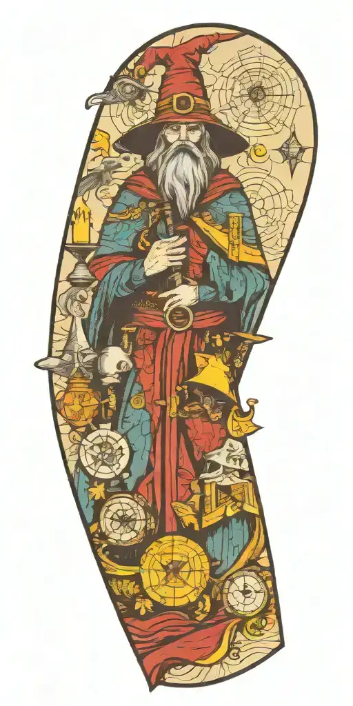 Wizard Patchwork Sleeve Minimal Background