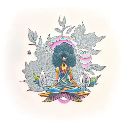 Black Woman Meditating Under Tree