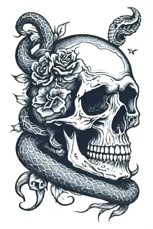 Skull And Snake Grunge Inspired