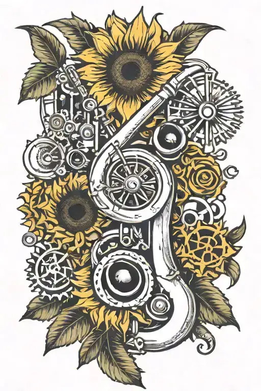 Trombone And Sunflower And Cogs