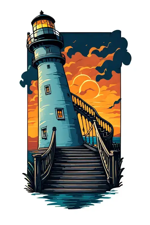 Lighthouse And Stairs