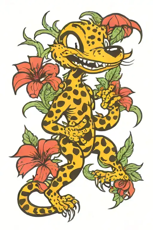 Marsupilami And Weed Plant Growing Together