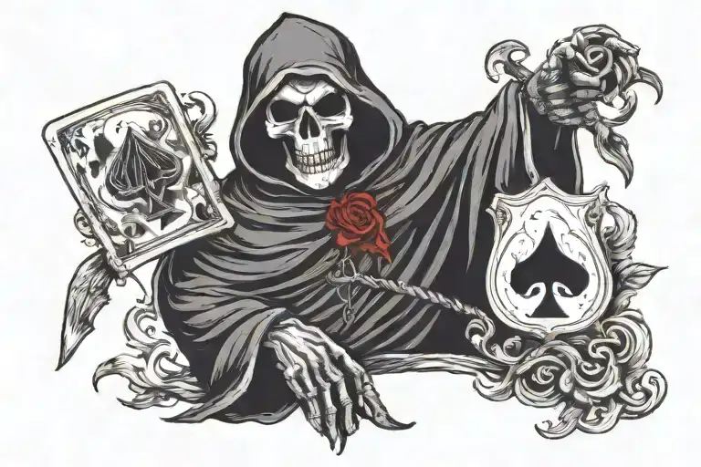 Grim Reaper Holding Ace Of Spades Card