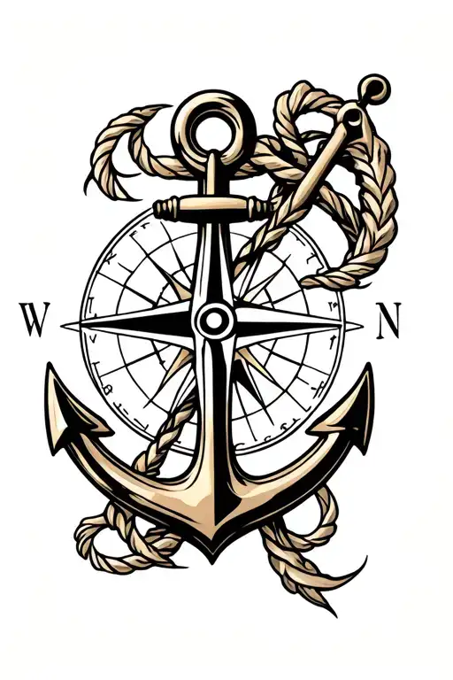 Compass And Anchor Intertwined