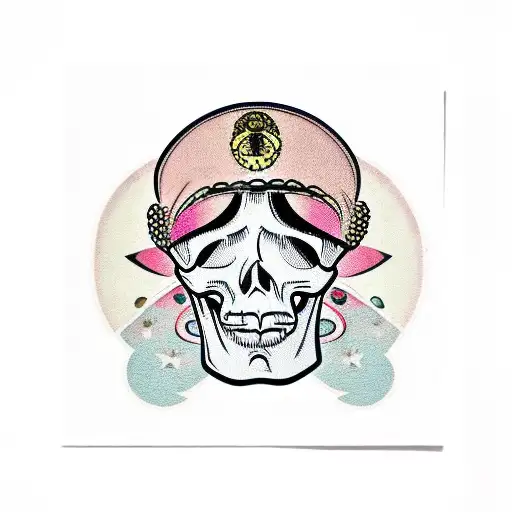 Trash Polka Skull And Woman's Face With Hieroglyphs