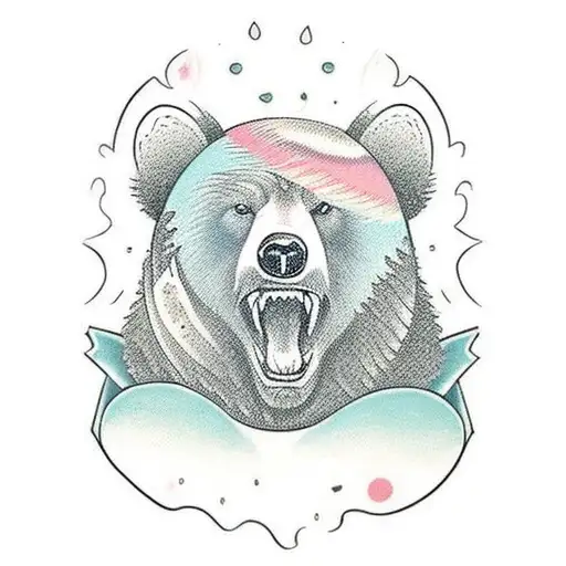 Celltic Tatoo Design Of Bear Protecting A Cat
