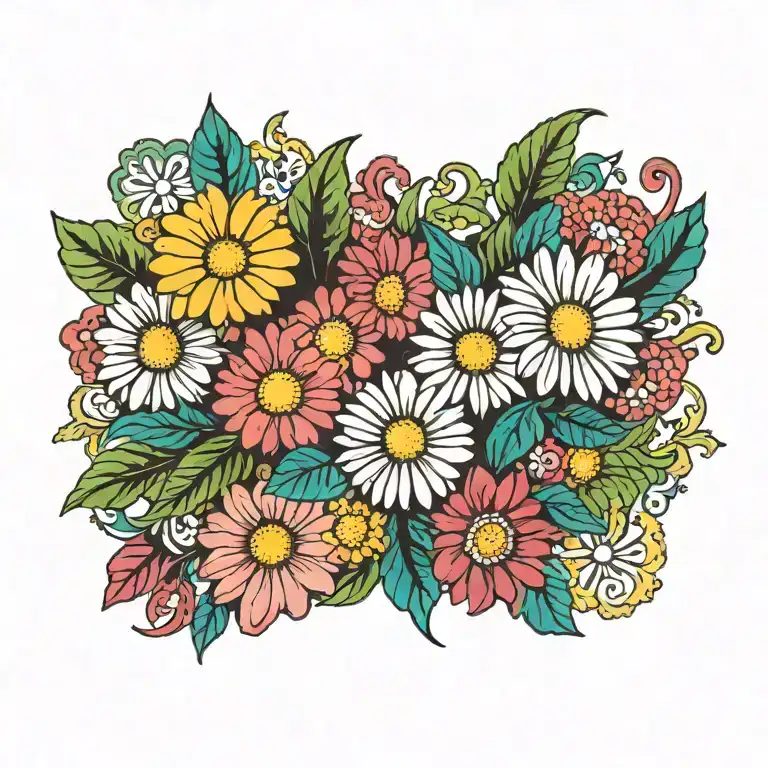Colorful Psychedelic Lace Daisy Flower