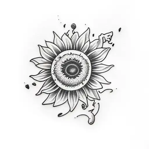 Sunflower Next To A Cow Skull