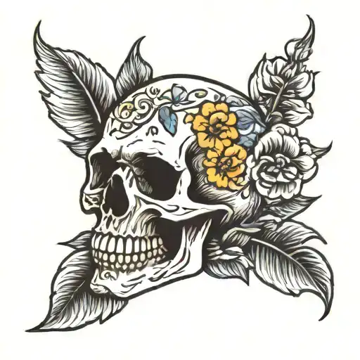 Skull An Flowers