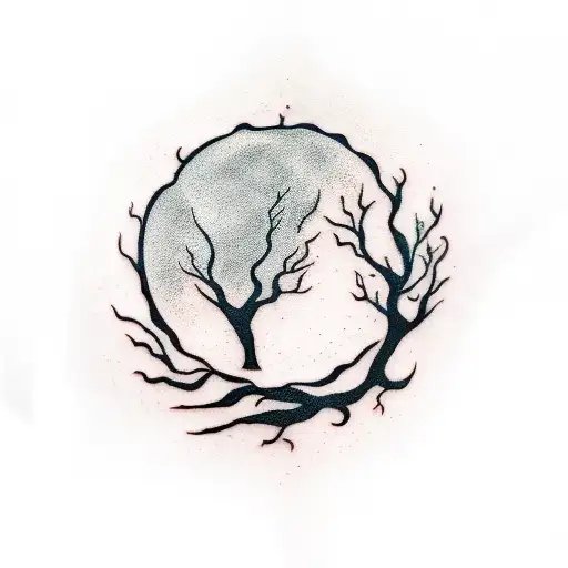 Dark Tree Roots In A Circle