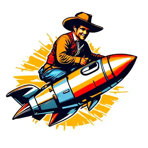 Cowboy Riding A Rocket