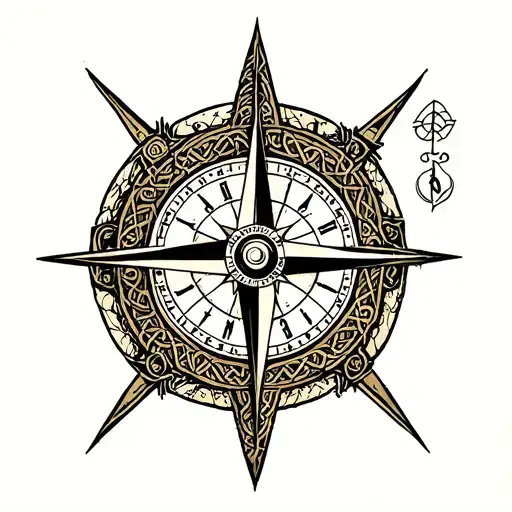 Celtic Compass And Clock Combined With Geometry
