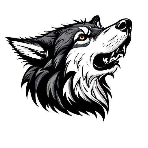 Wolf Head Looking Straight Ahead