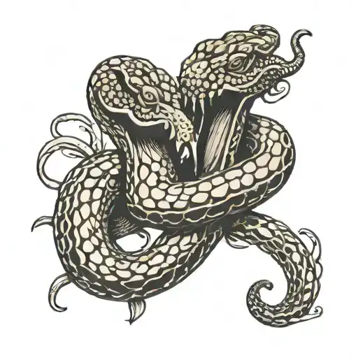 Boas And Flowert Eating Each Other Like Uroboros Snake