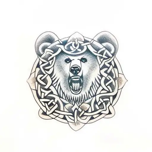 Celtic Tatoo Design Of Bear Protecting A Cat