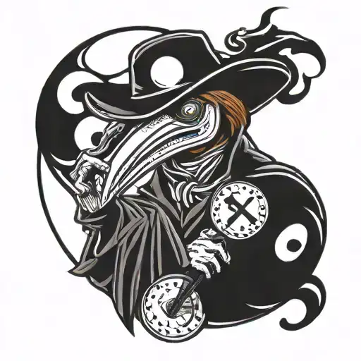 Plague Doctor Inside A Yin Yang Symbol