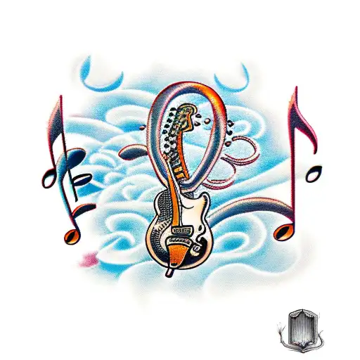 Music Notes And Guitars