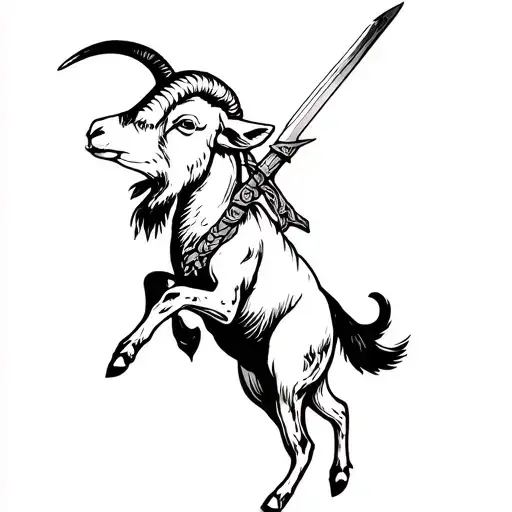 Jumping Down Goat With A Sword In It's Chest