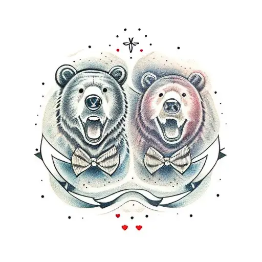 Two Bear Cub Faces With Smiles