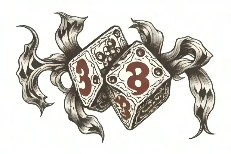 Dice Intertwined Adding Up To The Number 13