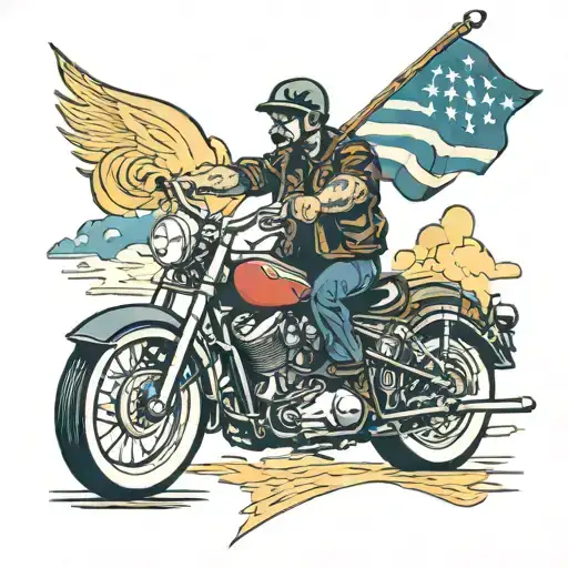 Male Biker Riding Holding A Trans Flag In The Lightning