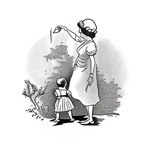 Grandmother With Child Under Walnut Tree