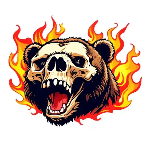 Bear With Flaming Skull
