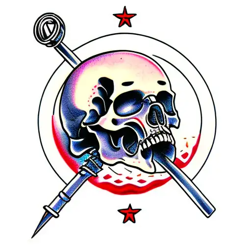 Broken Skull With A Pole Going Through It