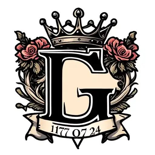 Initials L Initials G Wearing A Crown With The Date 17 07 24 Underneath