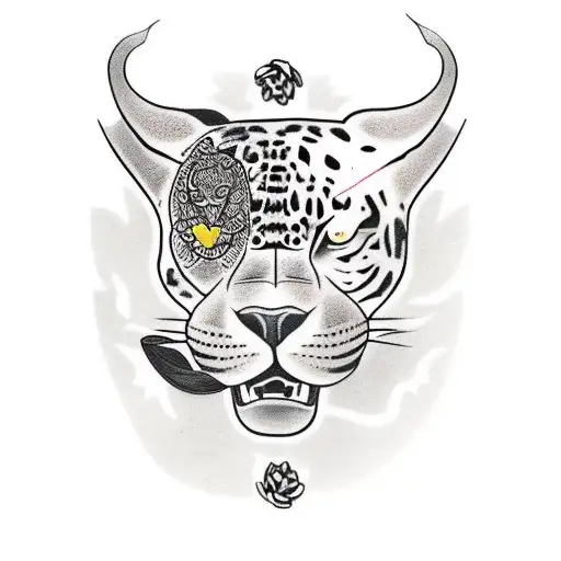 Jaguar With Lotus Flowers