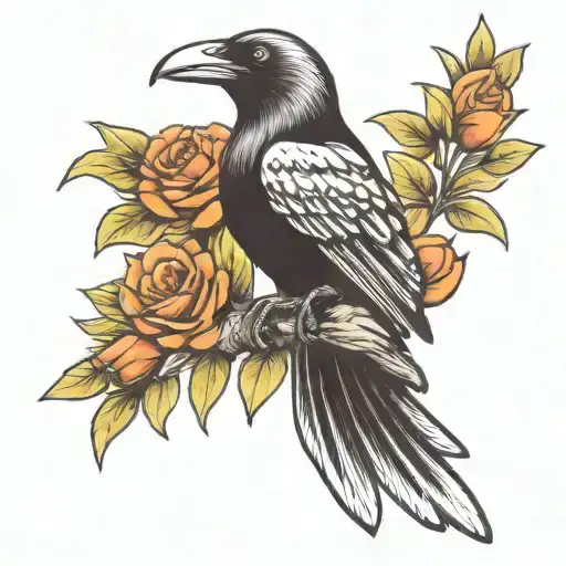 Crow And Flowers