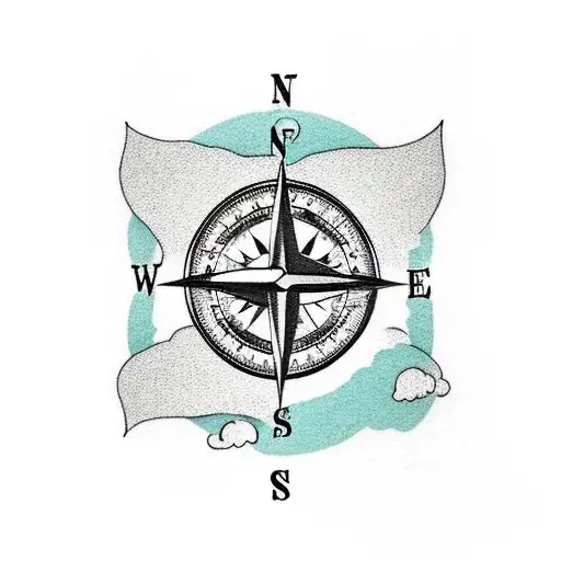 Compass With Paper Plane And Mountains