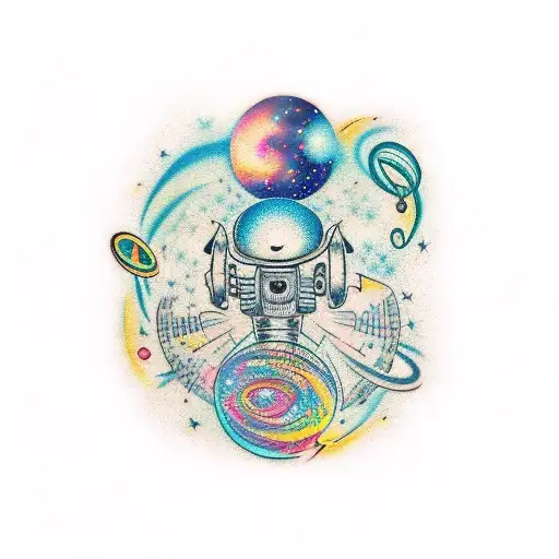 A Realistic Depiction Of A Galaxy Surrounded By Stars And Musical Notes