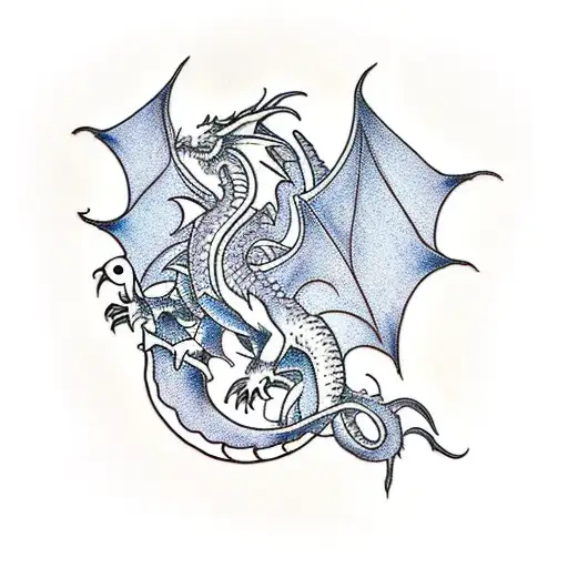 A Traditional-style Dragon Perched On A Watchtower Under A Crescent Moon