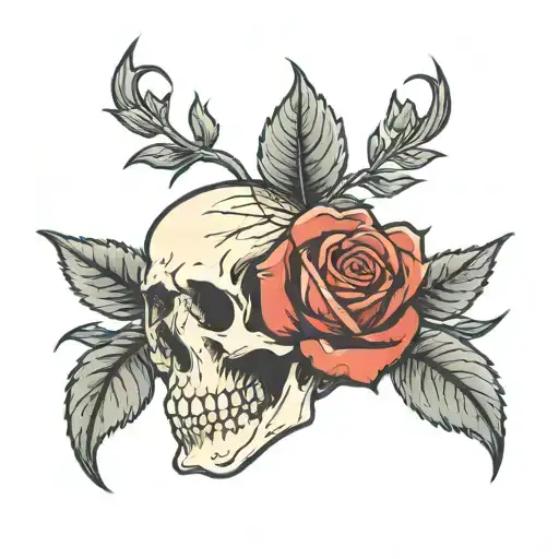 Rose Growing Out Of A Skull