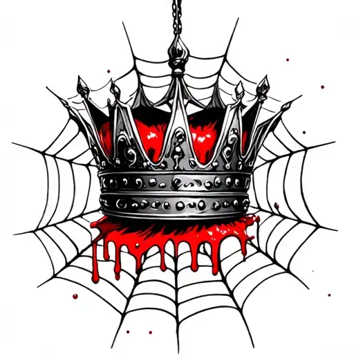 Bloody Crown Suspended By The Spider Webs That Stretches Out To The Side