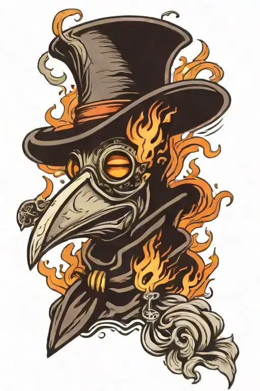 Plague Doctor Mask Surrounded By Smoke And Fire