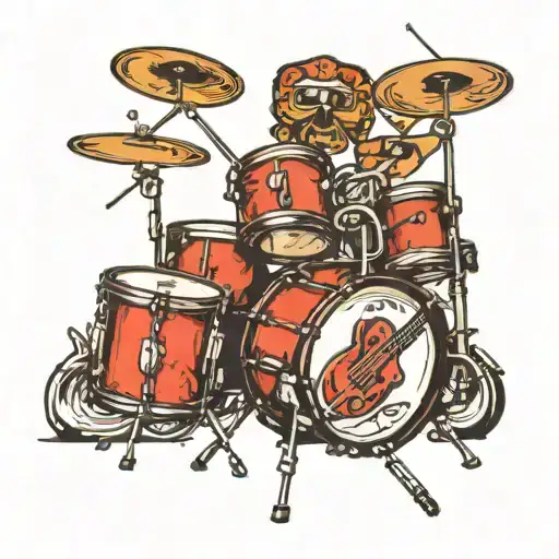 Drum Kit With A Guitar