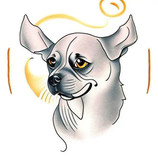 A Minimalist Tattoo Of A Dog Dancing Ballet With A Paintbrush