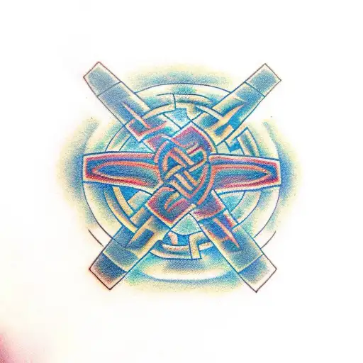 Graphic Axe With Celtic Knots