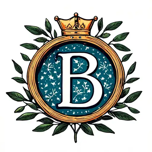 Letter B In Side Of An Olive Branch Circle With A Crown On Top