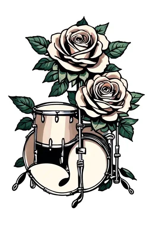 Drummer Roses Music Note Intertwined