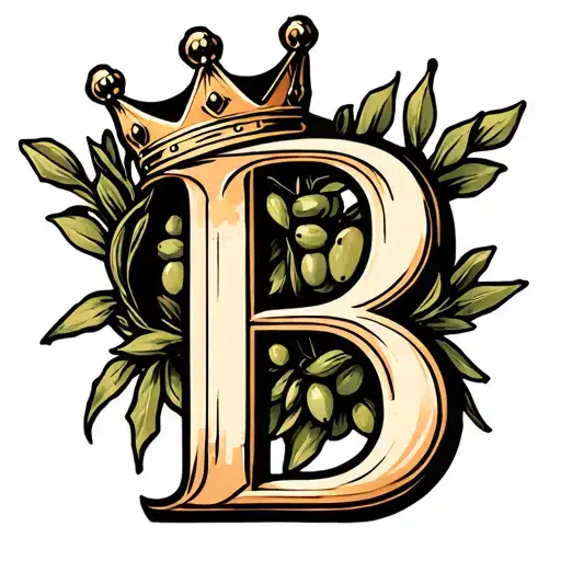 The Letter B With A Crown On It Add An Olive Branch Circle Around It
