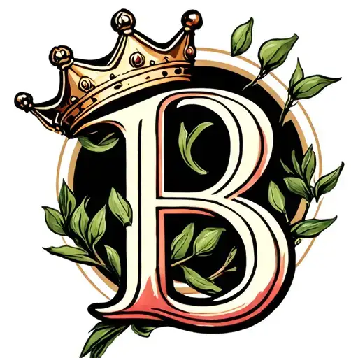 The Letter B With A Crown On It Olive Branch Circle Around It