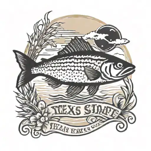 Texas State With Galveston Bay Marsh Fish Jumping