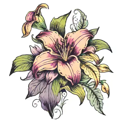 Wildflowers Holding A Purple Lily