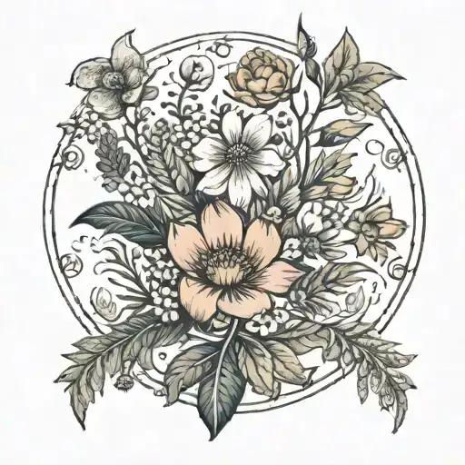 Wildflowers Around A Circle Shape